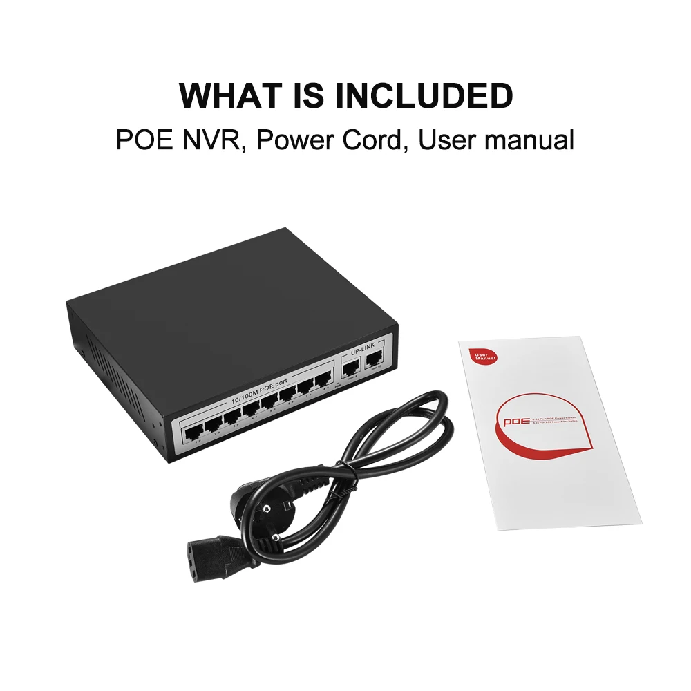 Interruptor PoE de 8 puertos CCTV, conmutador Ethernet rápido IEEE, 802.3af, 10 puertos, 10/100 puertos, para cámara de red POE IP