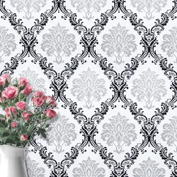 10M Luxury Victorian Damask Wallpaper Roll Home Decor Living Room Bedroom Metallic Floral Wall Contact Paper Self Adhesive