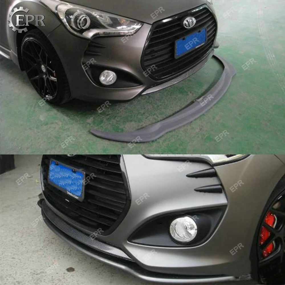 Carbon Front Lip For Hyundai Veloster Carbon Fiber Bumper Bottom Lip (Turbo) Body Kits Tuning Trim Accessories For Veloster