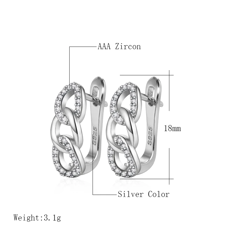 Kinel Classic 8 Shape Stud Earrings Natural Zircon Copper With Gold Silver Color Plated Korea Earrings For Women Trend Jewelry