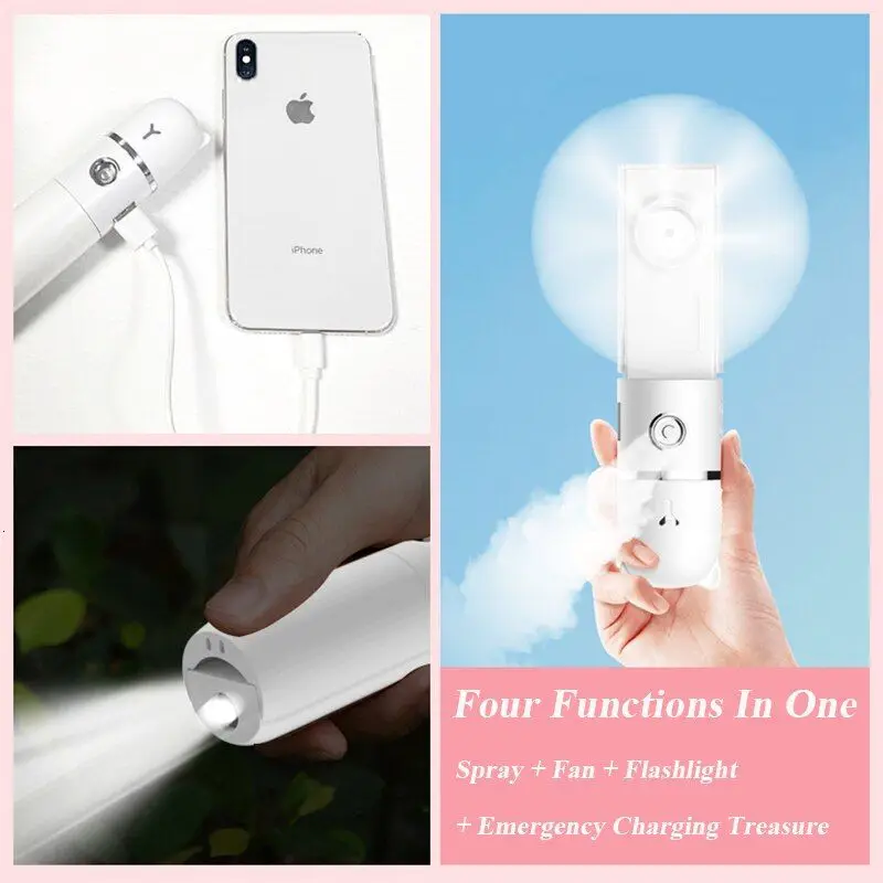 Mini Nano Facial Steamer Professional Nebulizer USB Portable Nano Spray Face Humidifier Nanomister Vaporizador With Mini Fan