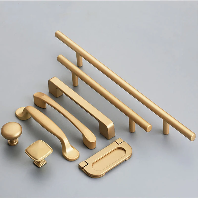 Golden Simple Fashion Aluminum Alloy Furniture Handles Bookcase Handles Wine Cabinet Handles Door Knob Handles For Cabinet