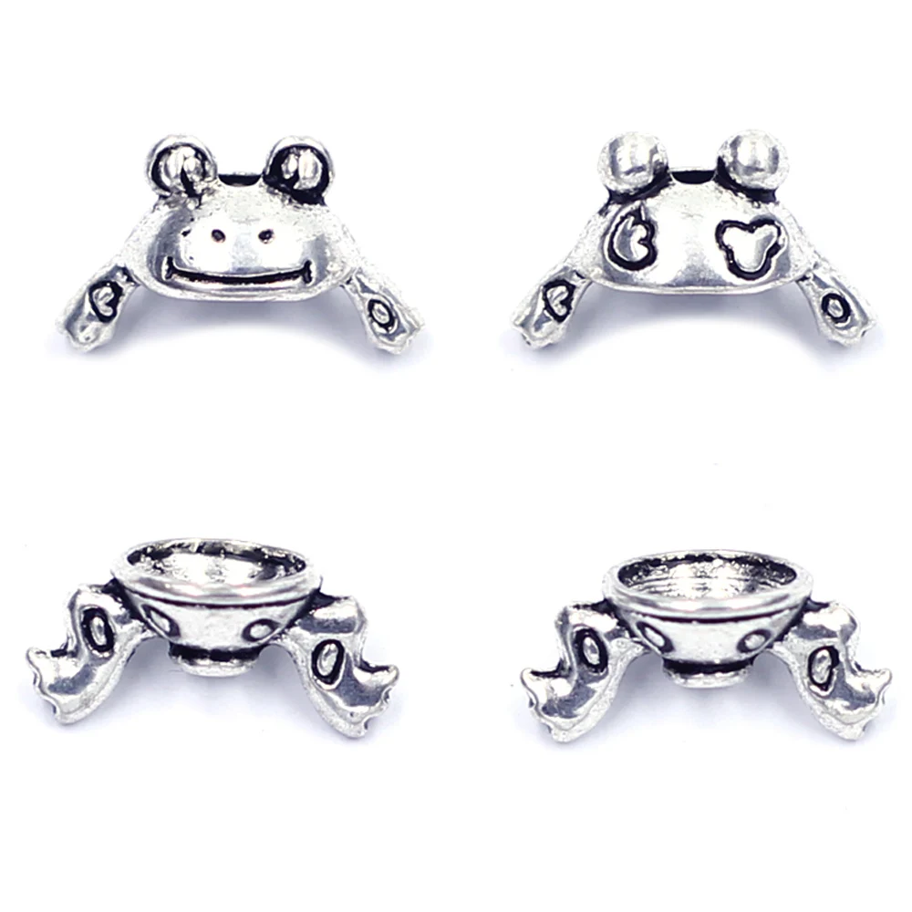 10Sets End Beads Caps Frog Teapot Snowman Cat Fish Silver Tone Metal DIY For Charms Bracelet Jewelry DIY Making Accessories