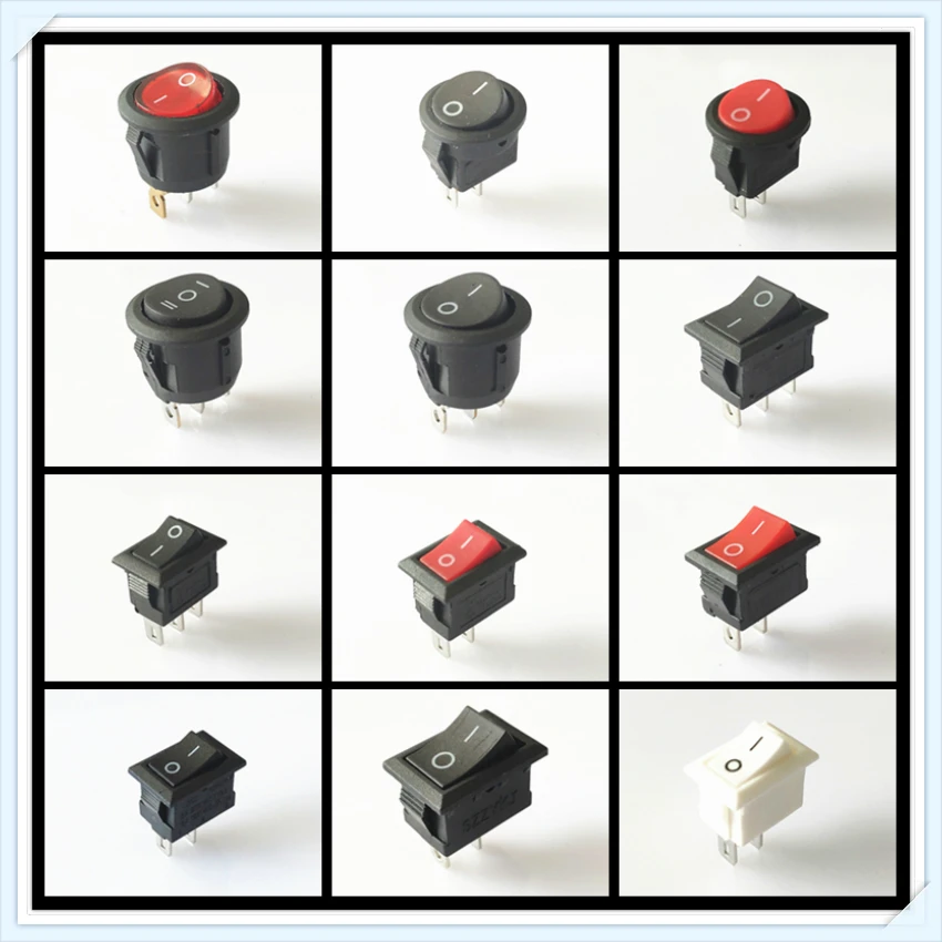 SPST KCD1 2PIN 3PIN On/Off Round/Square Rocker Switch DC AC 6A/250V Car Dash Dashboard Plastic Switchs Dropshipping