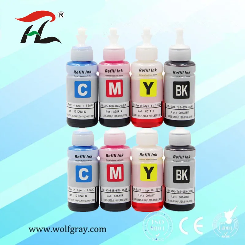 

Compatible 70ML dye refill ink kit for Epson printer L100 L110 L120 L132 L210 L222 L300 L312 L355 L350 L362 L366 L550 L555 L566