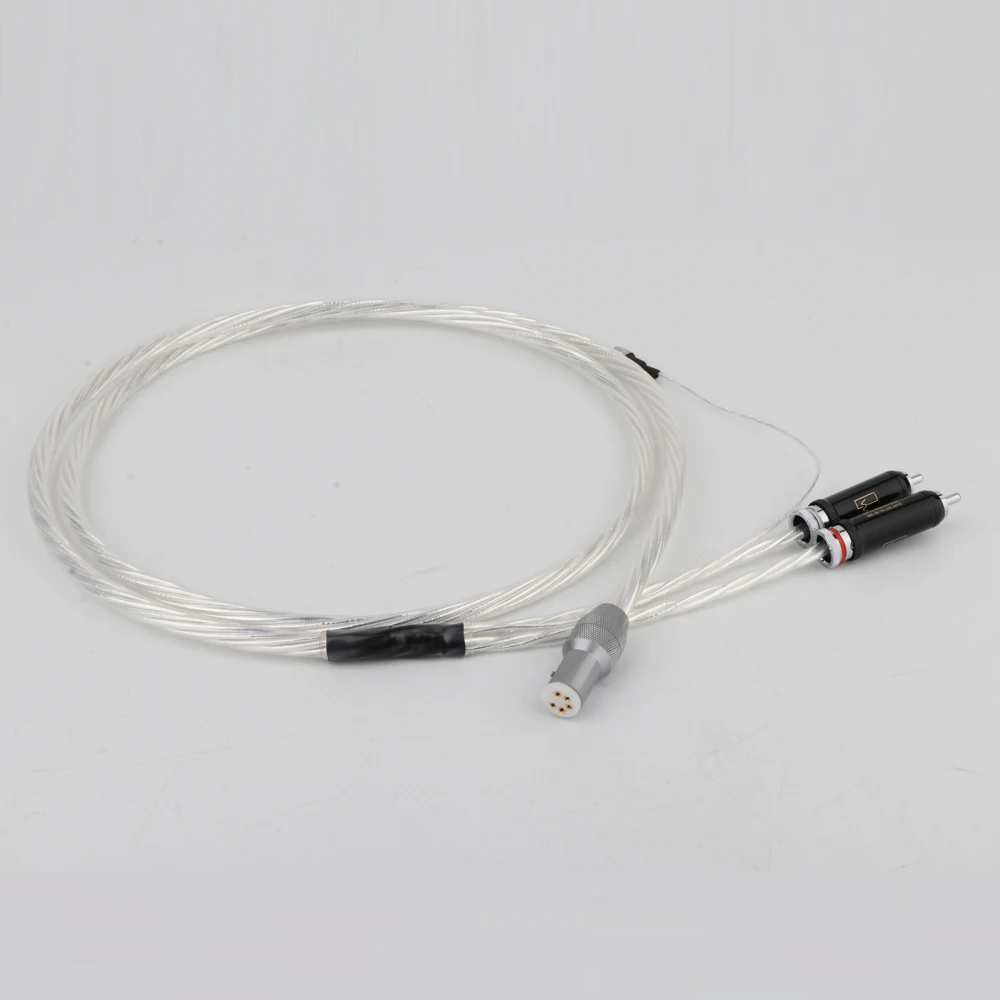 Hifi Tonearm Cable 5 Pin Xlr to RCA Wire OFC Silver Plated Audio Cable Hi-end DIN Connector to 2RCA Cable Audiophile Phono Cable