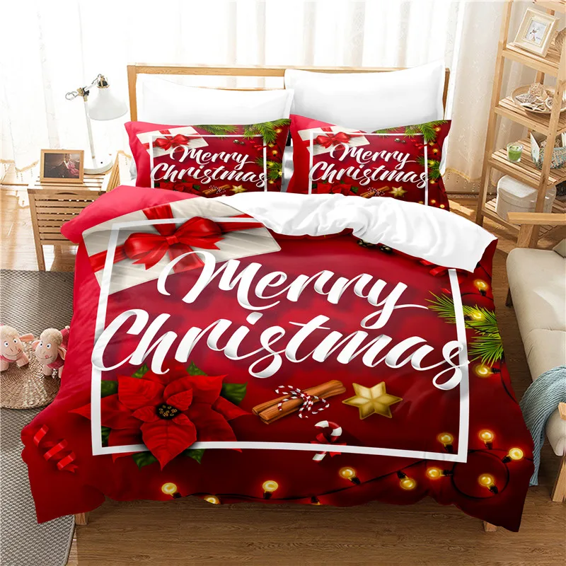 

Red Christmas Present Duvet Cover Set 3d Digital Printing Bed Linen Fashion Design Comforter Cover Bedding Sets Bed Set