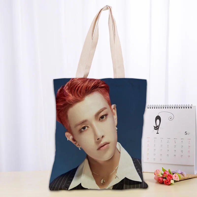 Borse per la spesa personalizzate Ateez KPOP 30x35cm Tote Bag borsa riutilizzabile borsa a tracolla da donna pieghevole 0918