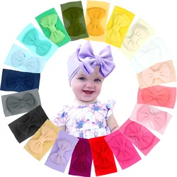 12pcs Baby Girl's Headbands 4.5 Inch Hair Bows Soft Wide Nylon Headbands for Newborn Infant Toddler Photographic Accessorie