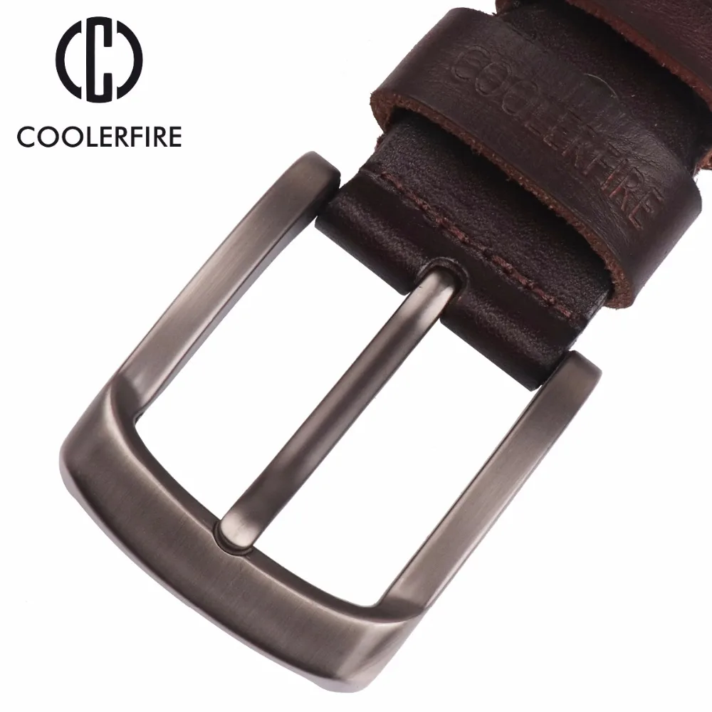 CCOOLERFIRE Men Belt Full Grain 100% Real Genuine Cowskin Top Layer Leather Soft Jeans Cowhide Belts For Men TM053