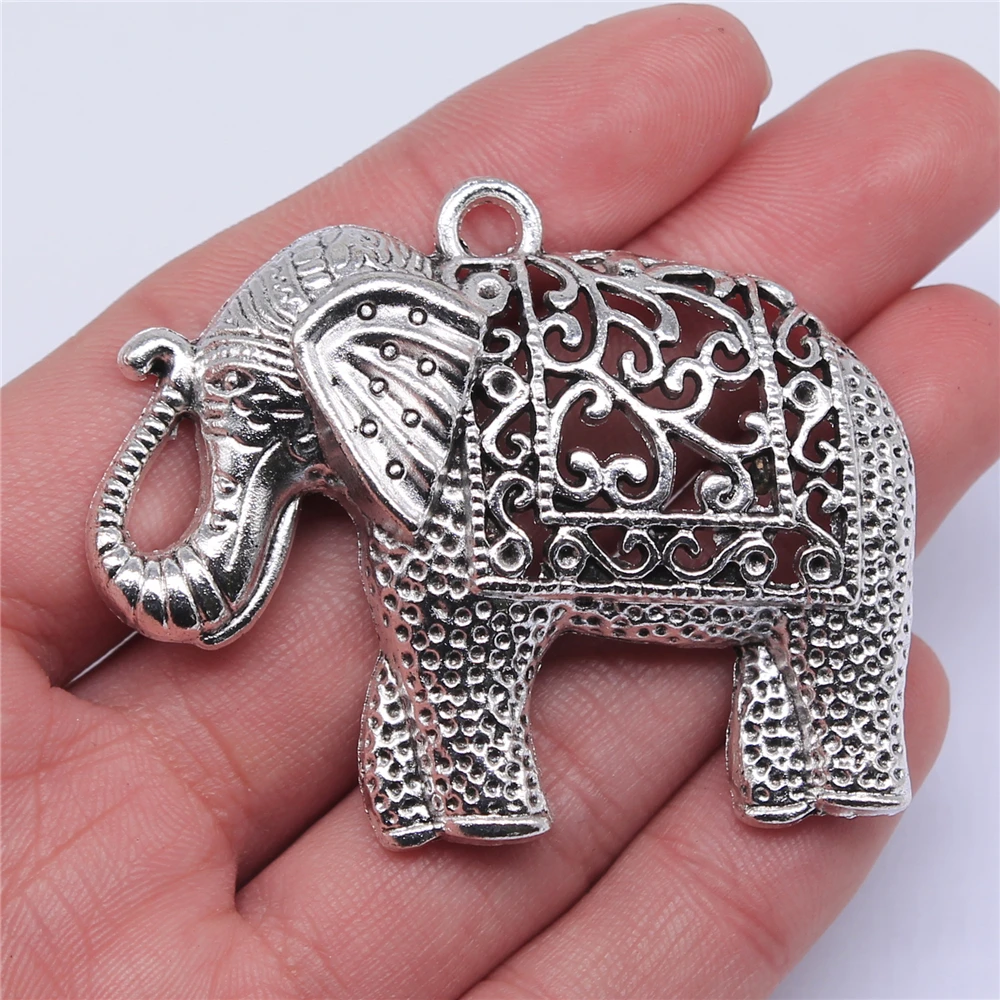 WYSIWYG 1pcs 59x47mm Lucky Elephant Charm Lucky Thai Elephant Pendant Thai Elephant Charm For Jewelry Making