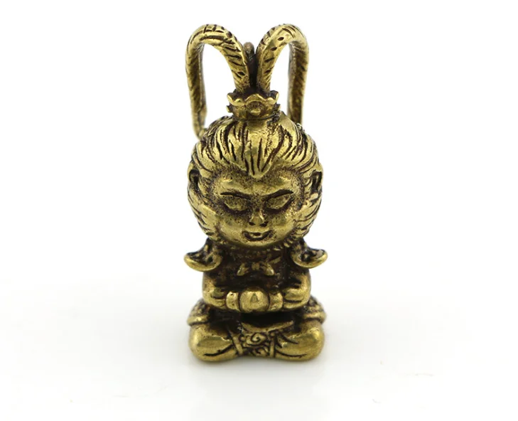 antique Handmade Brass Journey to the West figure Sun Wukong monkey craft keychain pendant ornament desktop decoration a3604