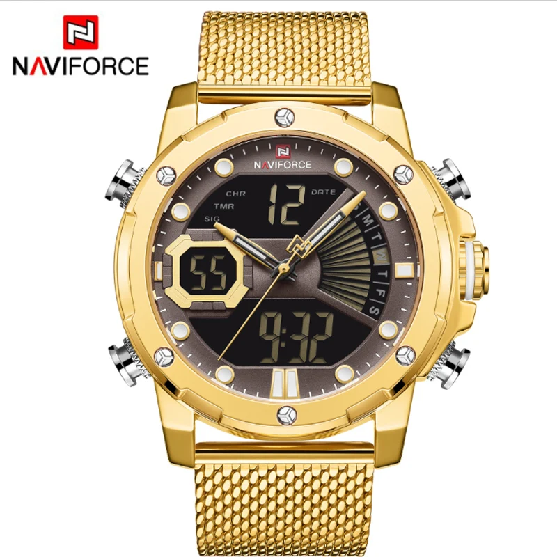 Men's Double Display Mesh Watch Waterproof Luminous Large Dial Student Calendar Sports Multi-Functional Electronic Men's Watch