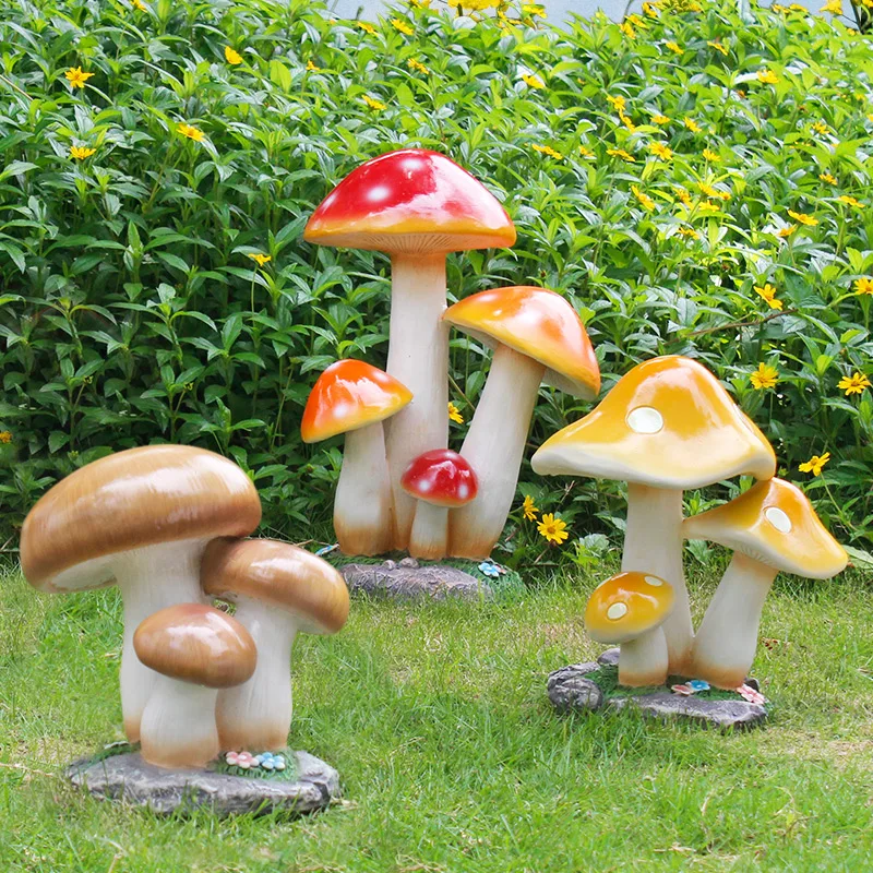 

Outdoor Simulation Mushroom Resin Ornaments Garden Courtyard Park Figurines Decoration Balcony Lawn Villa Furnishing Accessories