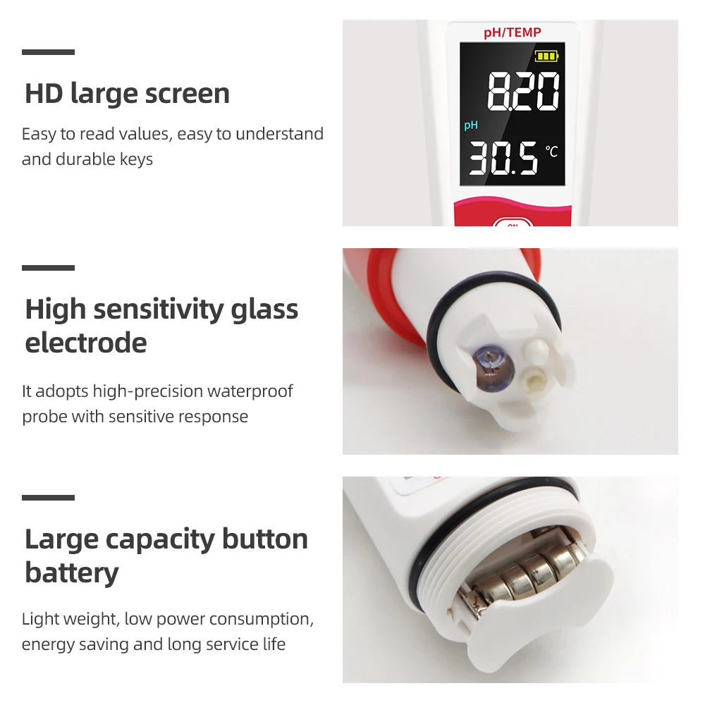 Digital PH Meter Professional คุณภาพน้ำอุณหภูมิปากกาเครื่องวัดค่าความเป็นกรด-ด่างสำหรับสระว่ายน้ำห้องปฏิบัติการ Aquarium