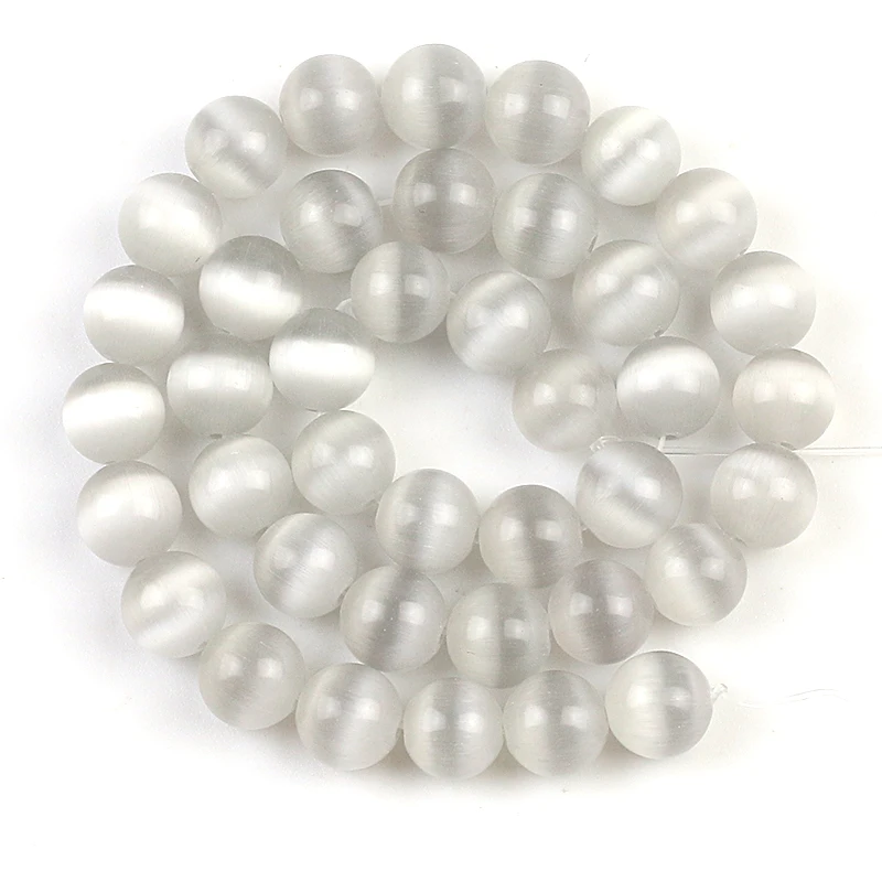 Picture 5: New Stylish Natural Grey Cat-eye Stone Round Beads for DIY Jewelry Making Bracelet Necklaces 4/6/8/10/12mm