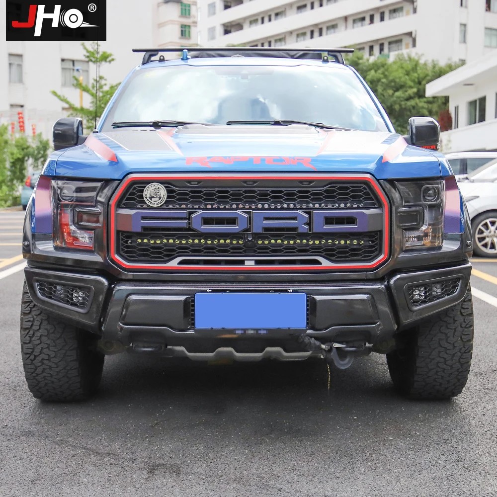 JHO Car Front Bumper Fog Lamp Overlay Bezel Cover Trim for Ford F150 Raptor 2017-2020 2019 2018 Crew Cab Gen 2 Accessories