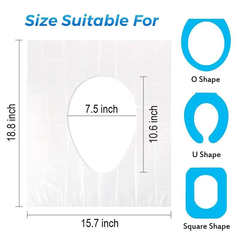 50Pcs Disposable Toilet Seat Cover Mat Portable 100% Waterproof Safety Toilet Seat Pad For Travel/Camping Bathroom Accessiories