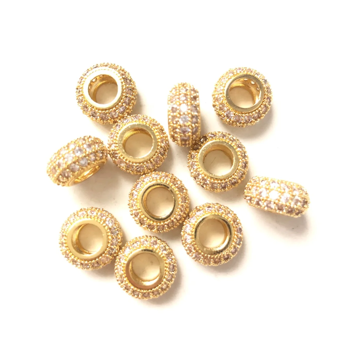 10pcs/lot 11mm Large Hole Wheel Spacer Beads for Women Bracelet Girl Necklace Making Copper Jewelry Accessory Findings Wholesale