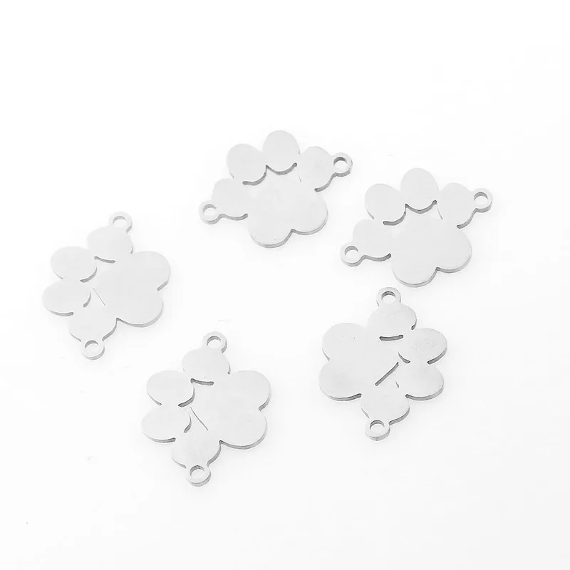 5 cái/lốc Thép không gỉ Charm Kết Nối cho DIY Trang Sức Làm Gấu Chó Thú Cưng Paw Hạt Trang Sức Phát Hiện Làm Phụ Kiện