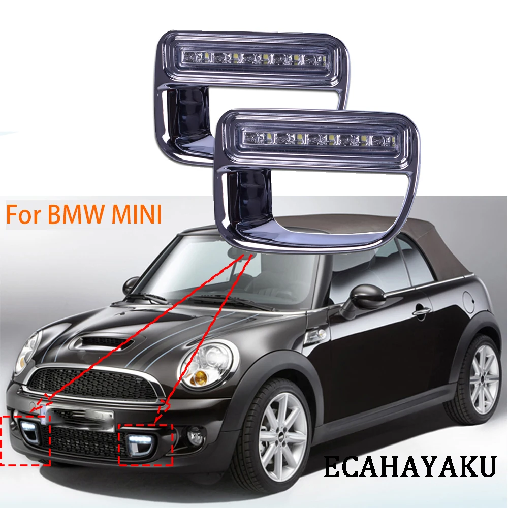 

2 Pieces Turn Signal Yellow 12V LED Daytime Running Lights Fog Lamp Cover White Daylight DRL Waterproof for BMW MINI 2012 2013