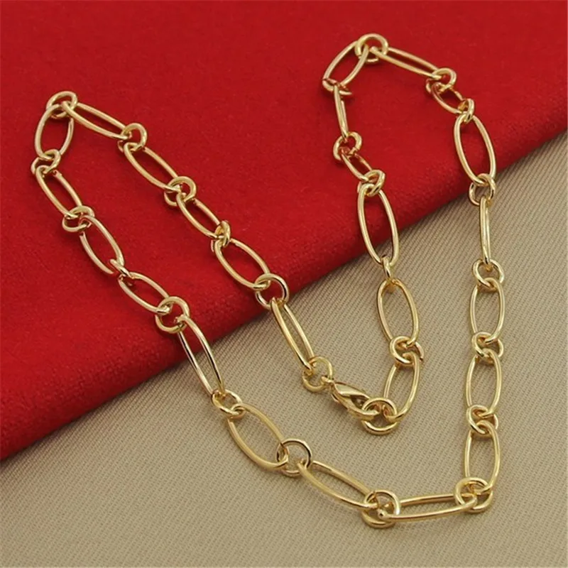 Fashion 925 Sterling Silver Necklace Paper Clip Plating 24K Gold Necklace For Women & Men Party Charm Jewelry Gifts