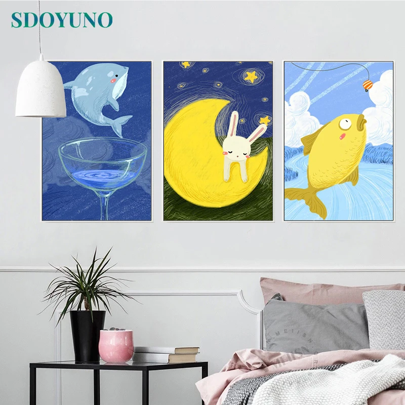 

SDOYUNO 3Pcs 40x50cm Painting By Numbers For Kits Animals DIY Frameless Paint By Numbers On Canvas Handpainted Home Decor