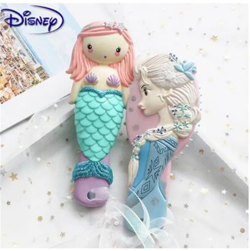 Princess frozen hair brush brosse cheveux children\'s gentle anti-static brush curly side face mermaid hair comb Disney