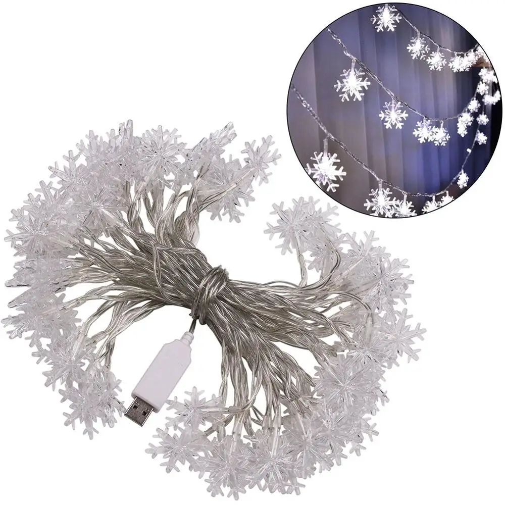 LED Snowflake String Lights Snow Fairy Decoration for Christmas New Year Valentine\'s day USB 5V Safe Low Voltage string light