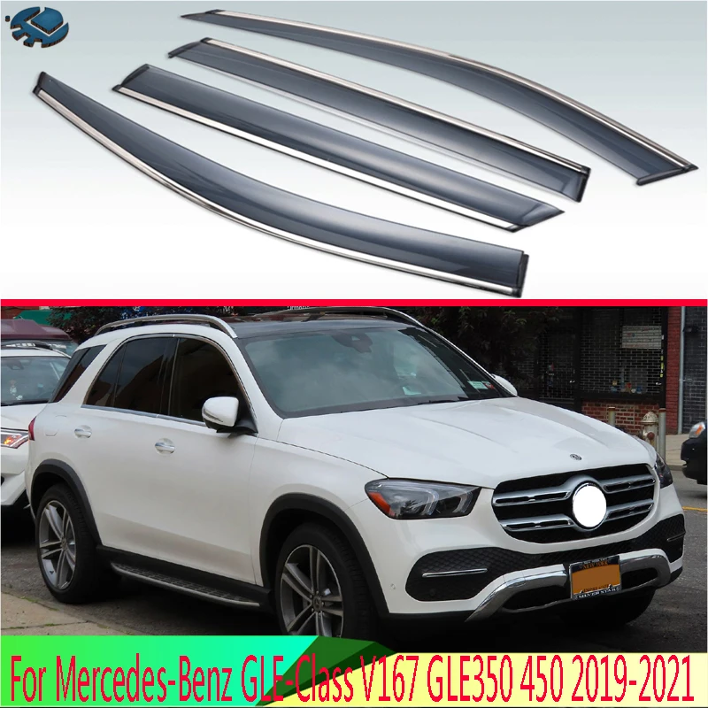 For Mercedes-Benz GLE-Class V167 GLE350 450 2019-2021 Plastic Exterior Visor Vent Shades Window Sun Rain Guard Deflector 4pcs