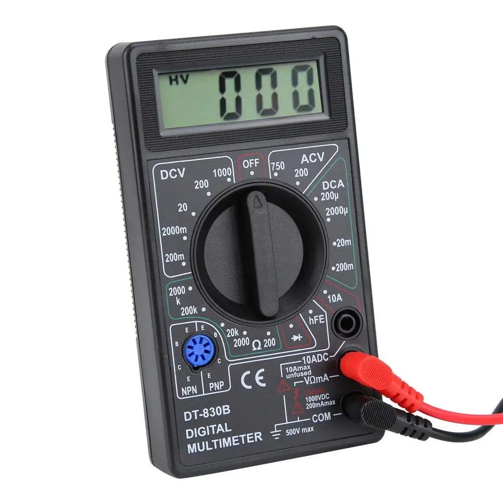 DT830B التيار المتناوب/تيار مستمر LCD الرقمية المتعدد 750/1000 فولت الفولتميتر مقياس التيار الكهربائي أوم اختبار عالية السلامة يده متر رقمي متعدد