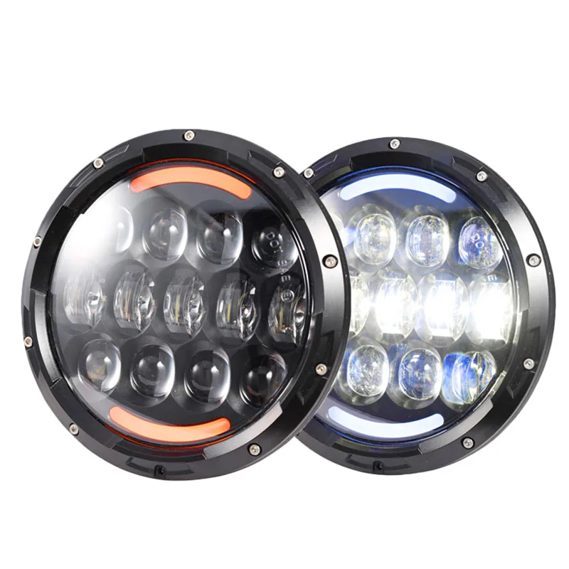 Car Emark 7Inch Round Led Headlight with Turn Signal For Lada Niva 4x4 Jeep JK H4 12v Drl Hi/Low 7‘’ Led Headlamp for Motorcycle