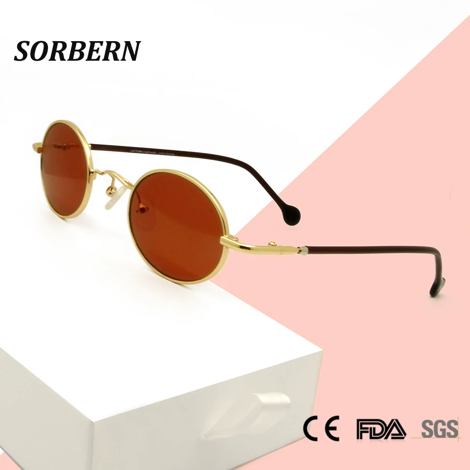 SORBERN New Arrival Fashion Sun Glasses Women Men Small Round Vintage Metal Sunglasses UV400 Protection Unisex Oculos De Sol