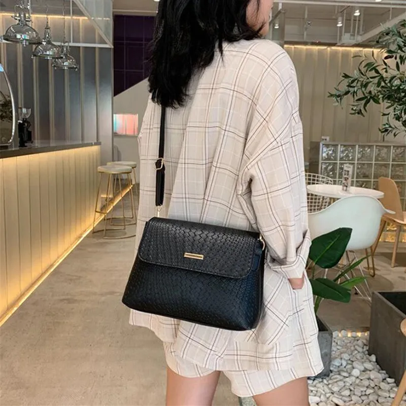 Simple Women Flap Messenger Bags Female Crossbody Bag PU Leather Single Shoulder Bag for Lady Casual Small Travel Handbag Purse