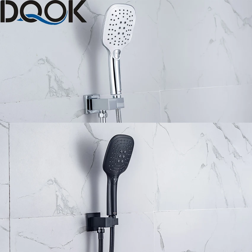 Shower Head Bathroom 3 Modes ABS round Chrome Water-Saving Nozzle G1/2 Bath Shower Adjustable Black Shower