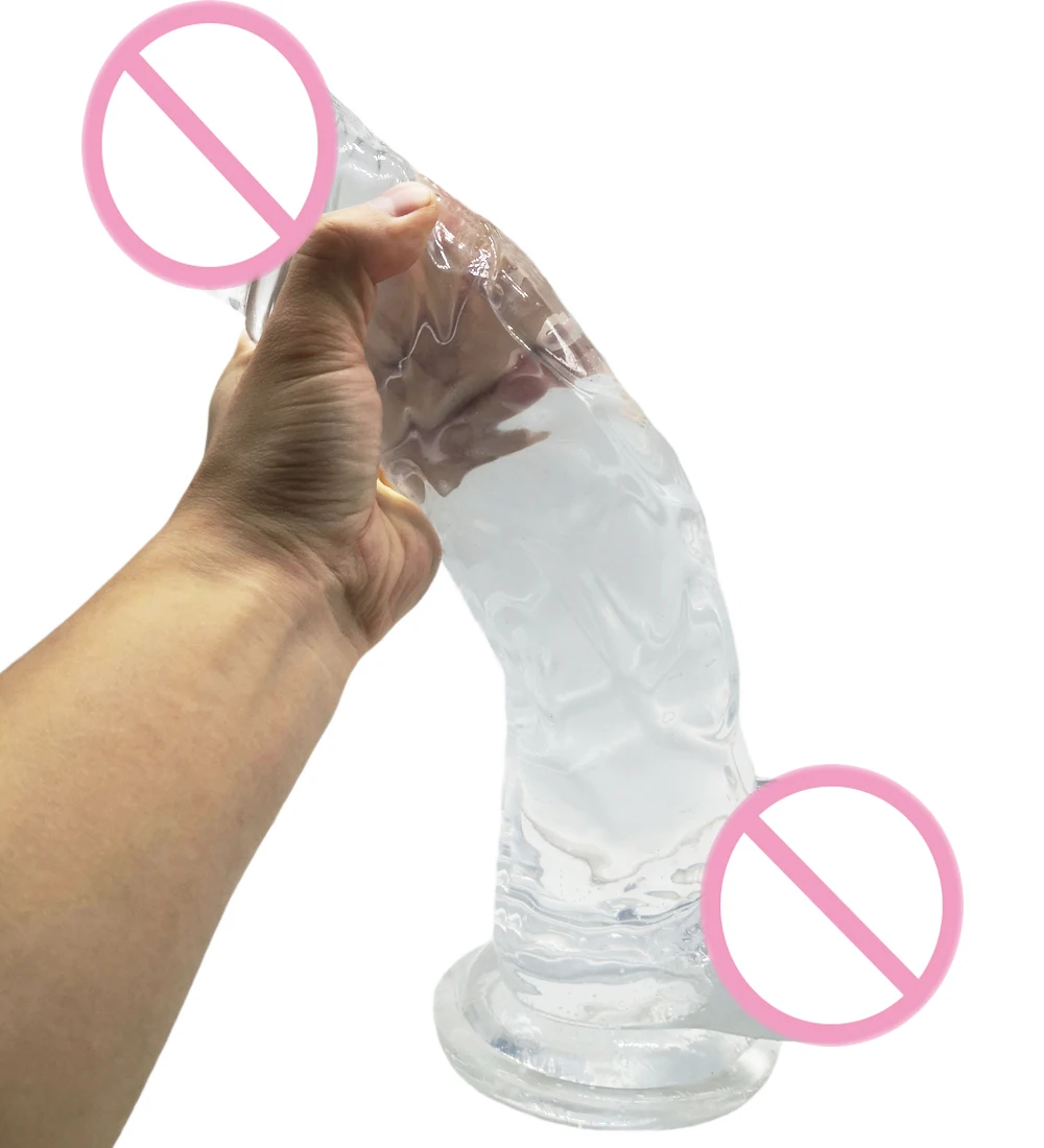 HOWOSEX  37*7CM Crystal Jelly Big Huge Realistic Dildo PVC Penis Women Artificial Giant Long Suction Cup Anal Dildo Penis Dick