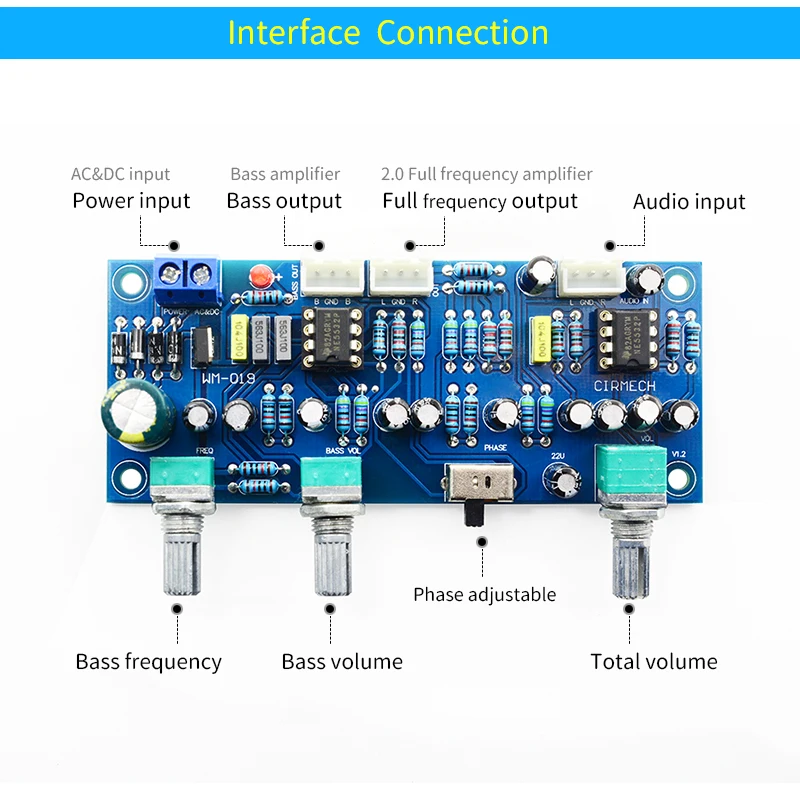 UNISIAN 2.1channels Low Pass Bass Filter PreAmplifier Board NE5532 Op-amp HIFI audio Pre-amplifier 2.1 tone board for Amplifier