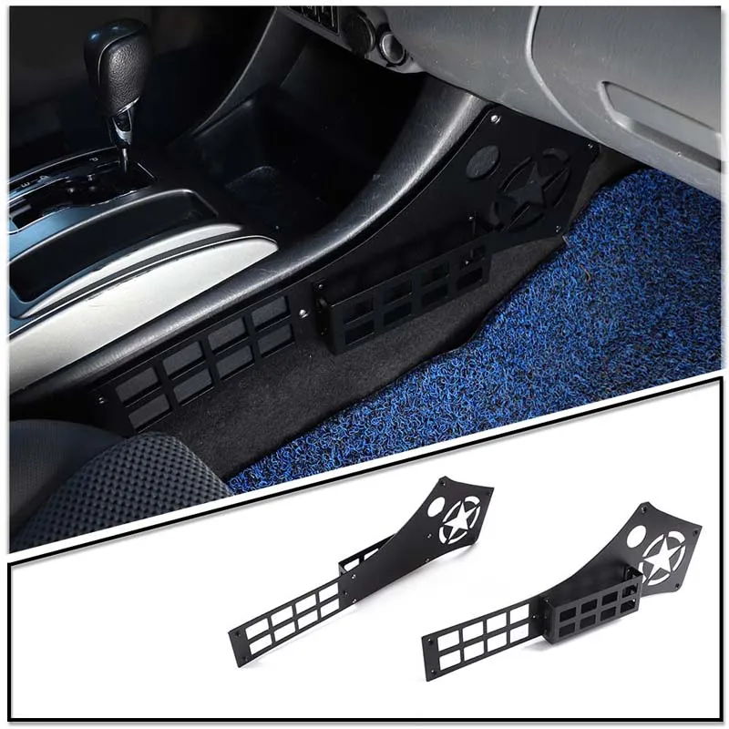 Black Aluminum Alloy Modification Central Control Hanging Bag Rack Both Sides Plate Car Accessories For Toyota Tacoma 2011-2014