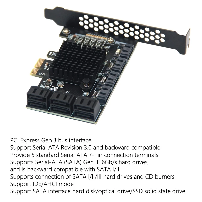 Chia Mining SATA PCIE 1X Adapter 6/10 Ports PCI-E X1 to SATA 3.0 6Gbps Riser Expansion Card for Desktop PC Computer Add On Cards