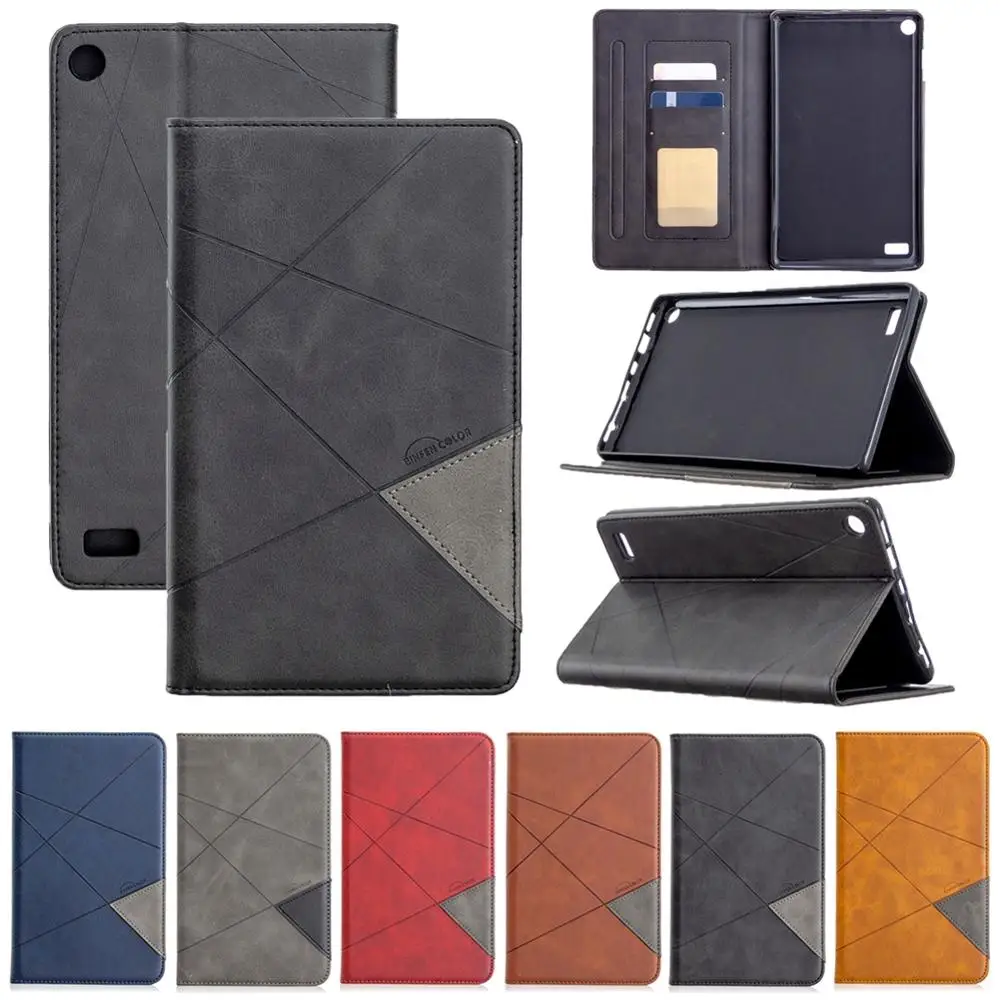 Capa para kindle fire 7, capa de couro flip automática de 7, 2015 e 2017 polegadas, função de despertar e dormir, 2017