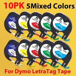 5/10PK 91201 91202 12267 Label For Dymo LetraTag 12mm 91222 91332 Label Tape 91200 91203 For Dymo LetraTag LT-100H Label Maker