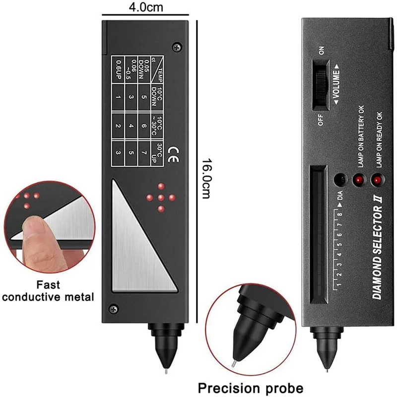 Portable Electronic Diamond Tester Pen For Sapphire, Ruby, Crystal, Agate, Jade, Hardness Test Tool, Diamond Selector II V2