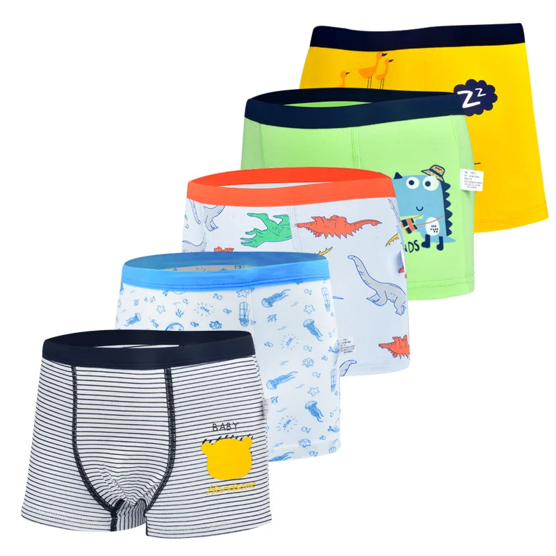 5pcs/Lot Boys Boxer Briefs Kids Cotton Underwear Baby Boy Underpants Teenager Cartoon Print Soft Children Panties 1-14 Year