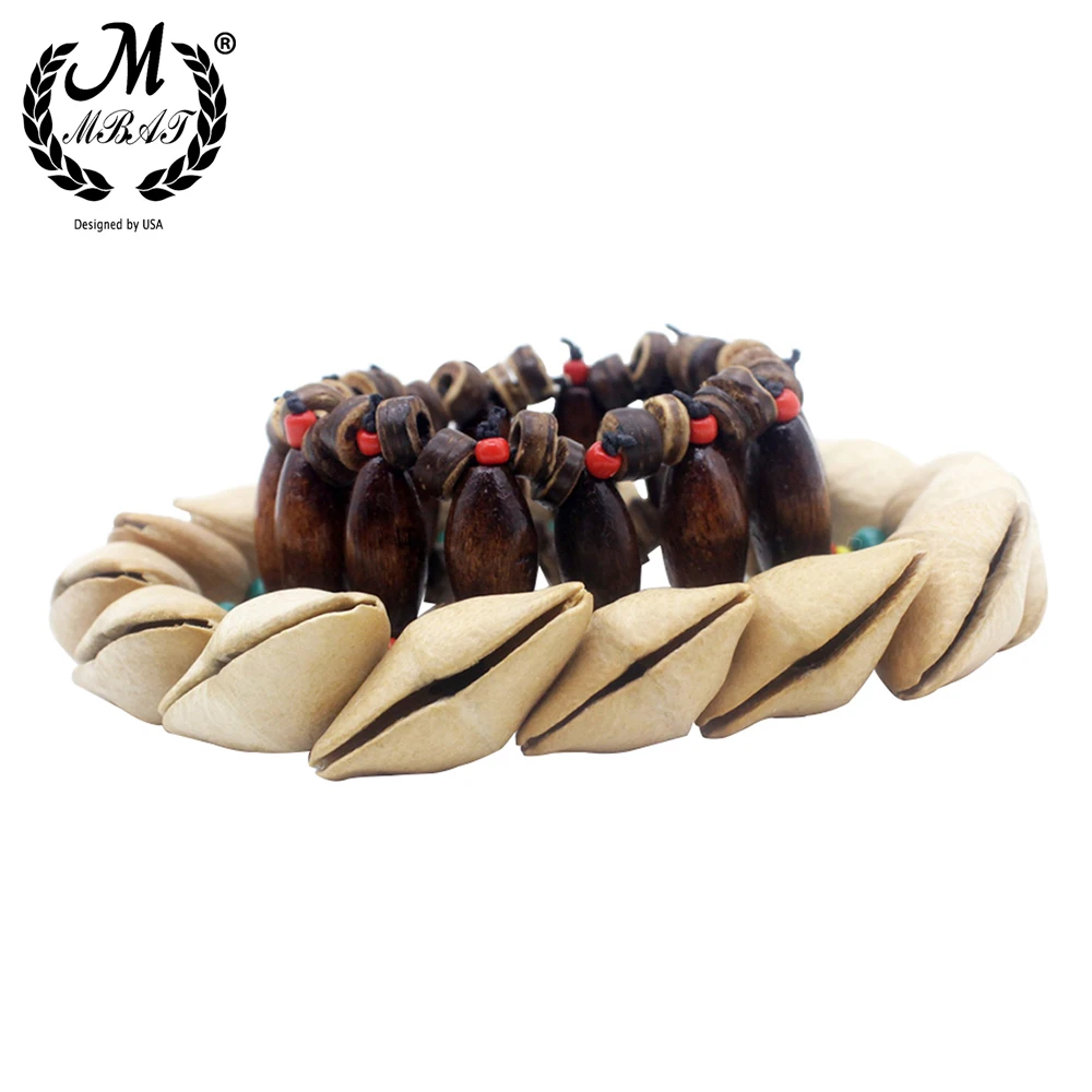 M MBAT Handmade Nuts Shell Bracelet Handbell for Djembe African Drum Conga Percussion Accessories Gift Musical Instrument