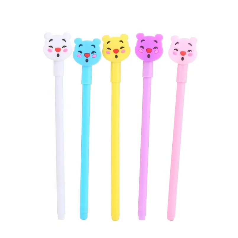 1 Pcs Creative Patch Small Bear Neutral Pen Cute Student Stationery Cartoon Office Supplies Sign Pen