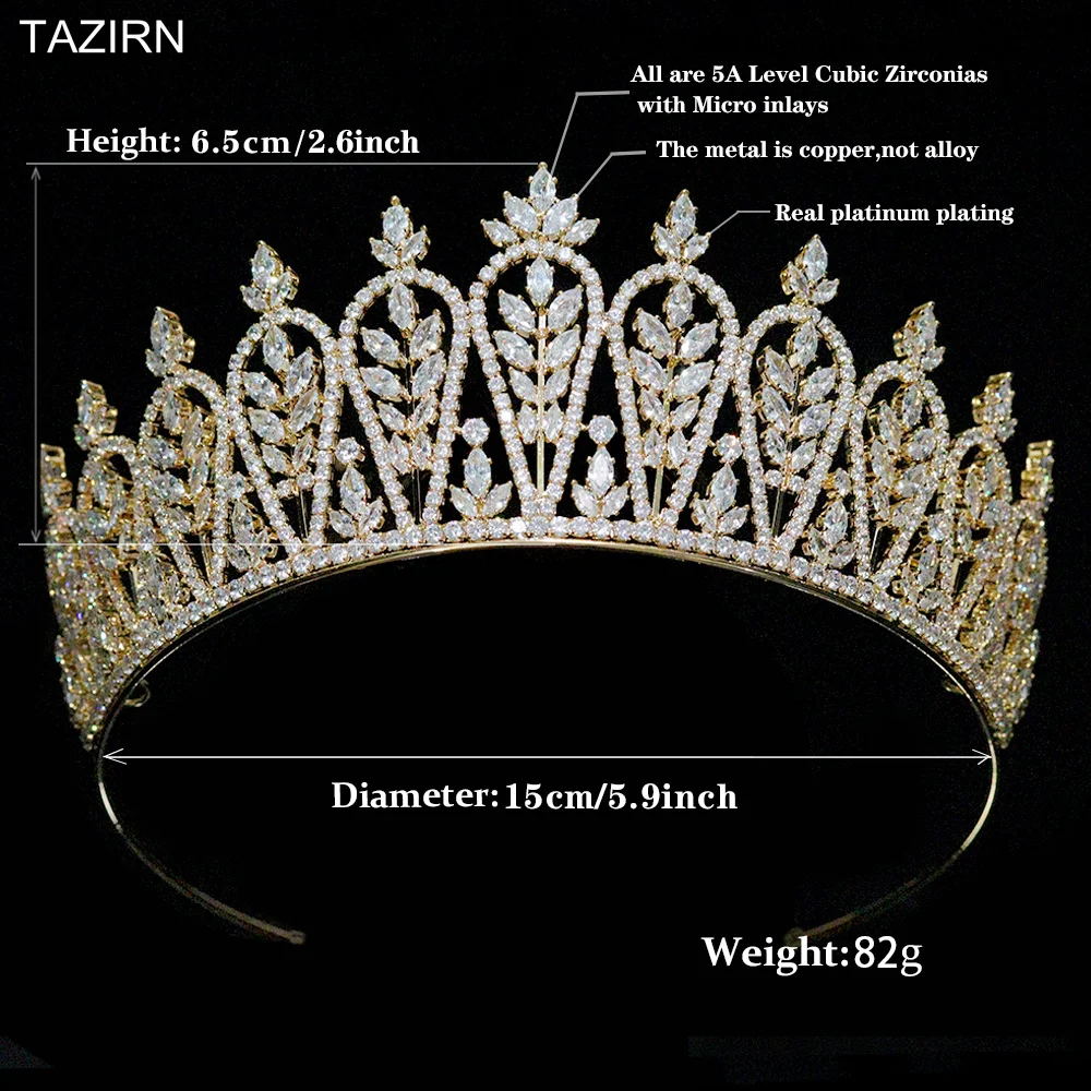 جديد AAAAA زركونيا الزفاف التيجان الزفاف للنساء تألق حفلة عيد ميلاد حفلة موسيقية التيجان إكسسوارات الشعر #3