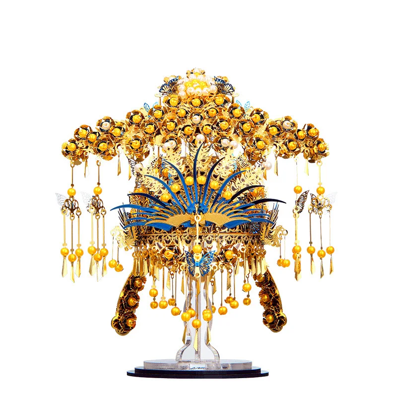 Chinese Traditional Wedding Kit 3D Metal Puzzle Toy Assembly Model Sedan Chair Phoenix Crown Wedding Dress Design Puzzle ZL575