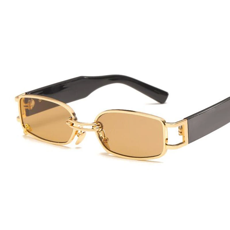 Vintage Small Rectangle Woman Man Luxury Brand Designer Sun Glasses Retro Punk Style Shades Hip Hop Metal Oculos De Sol