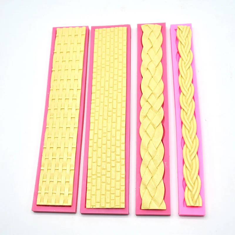 Long Knit Rope String Shape Silicone Mold 3D For Cake Border Decorating Pastry Candy Chocolate Fondant Mould Form Baking Tools