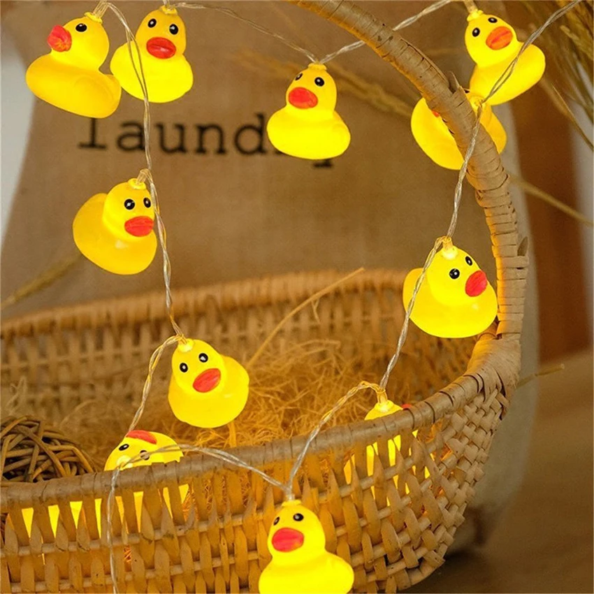 Mini Yellow Duck LED String Light Glow Indoor Outdoor Xmas Wedding Party Battery Operated LED Fairy Light